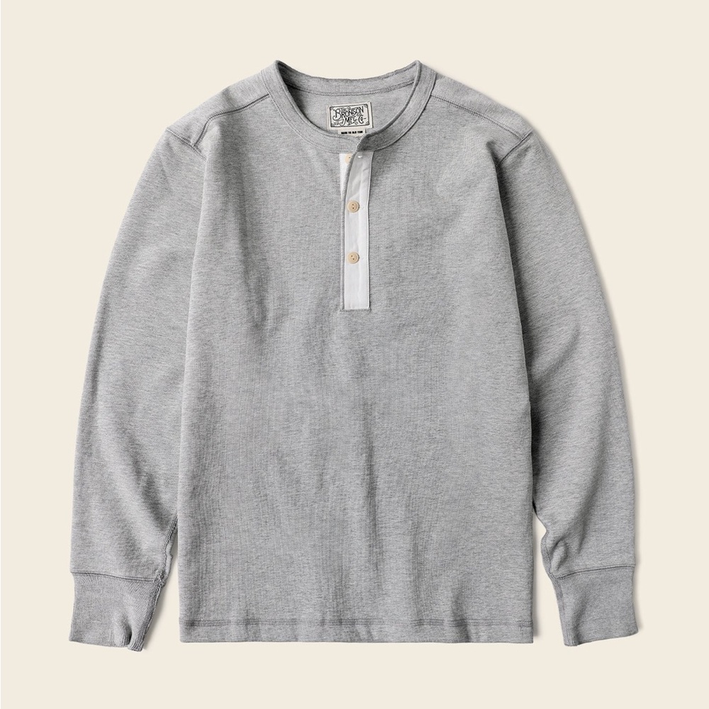 Bronson MFG XXL Grey Long Sleeve Henley Shirt